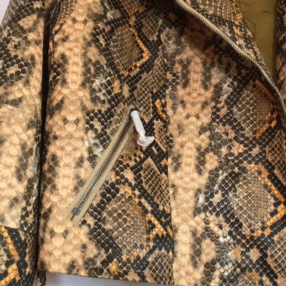 💥NWT💥 Coalition LA Snake Eyes Crop Vegan Moto Jacket Sz. L - Picture 7 of 14